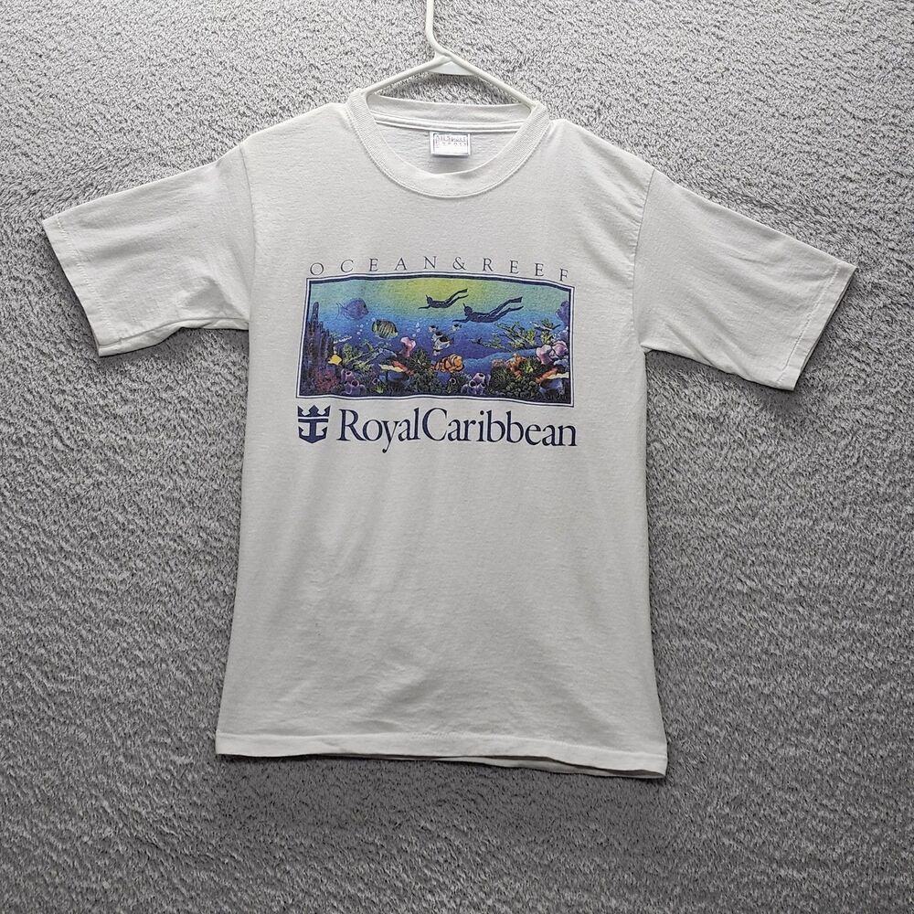 Vintage Royal Caribbean Ocean & Reef T-Shirt Small White Single Stitch Cruise